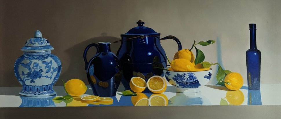 Robert Walker Blue Enamel With Lemons
